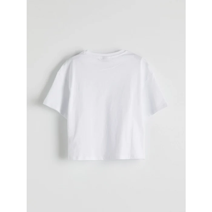 LCW Kids Beyaz Bisiklet Yaka Kız Çocuk Tişört