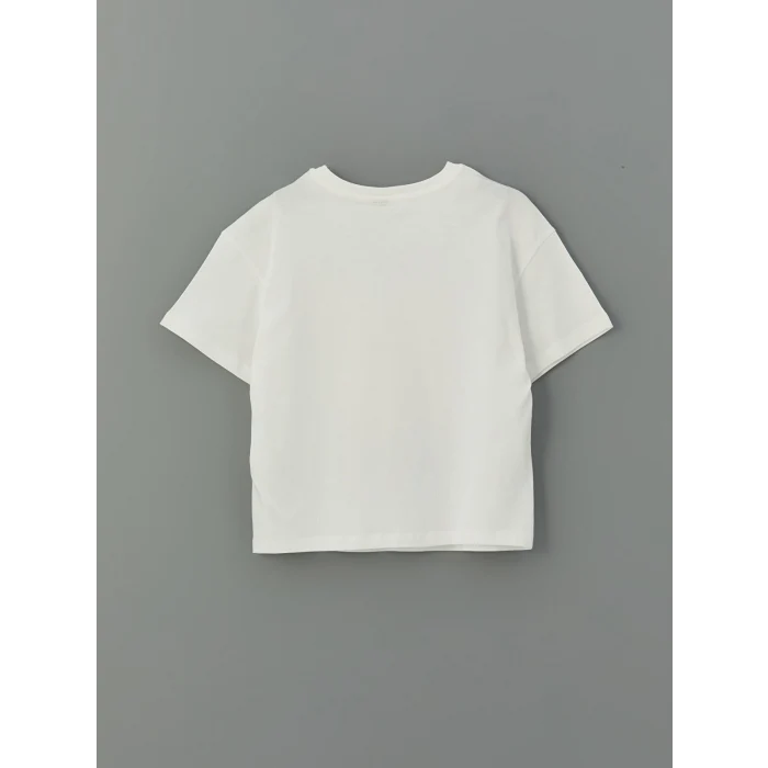 LCW Kids Ekru Bisiklet Yaka Kız Çocuk Tişört