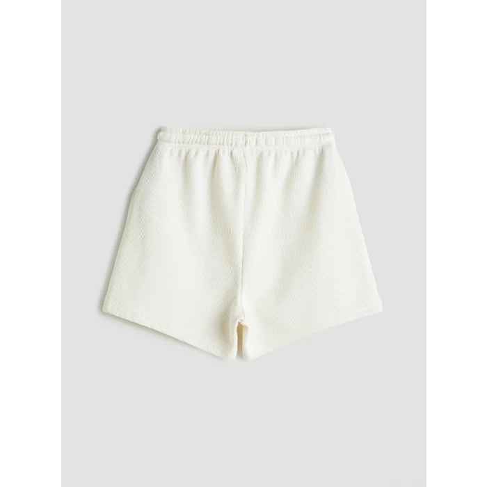 LCW Kids Ekru Beli Lastikli Kız Çocuk Şort