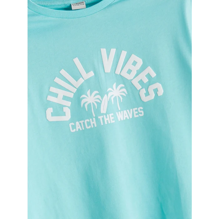 LCW Kids Turkuaz Bisiklet Yaka Kız Çocuk Tişört