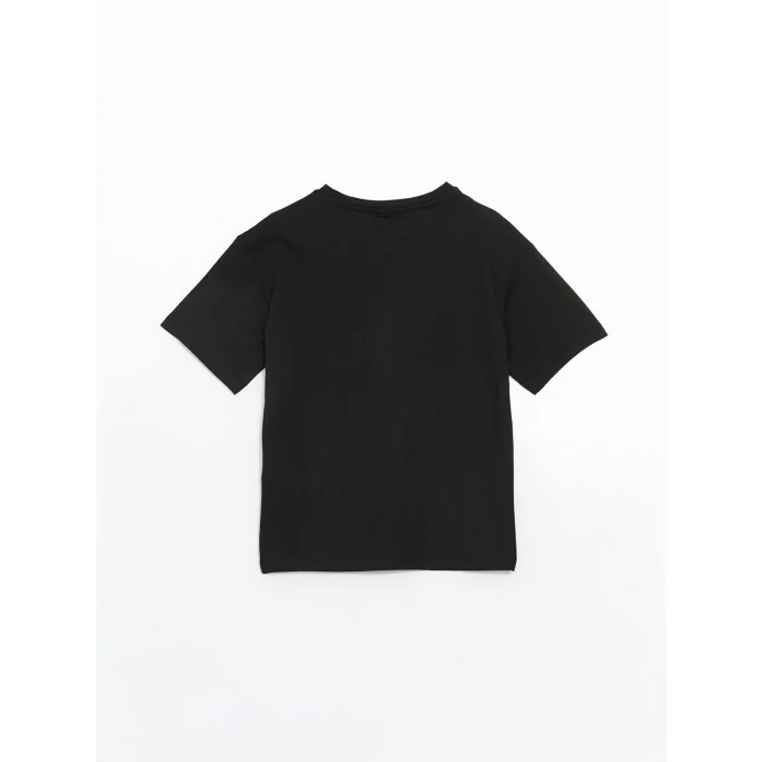 LCW Kids Siyah Bisiklet Yaka Kız Çocuk Tişört