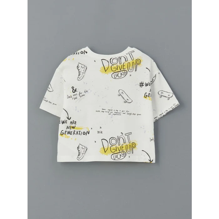 LCW Kids Ekru Bisiklet Yaka Kız Çocuk Tişört