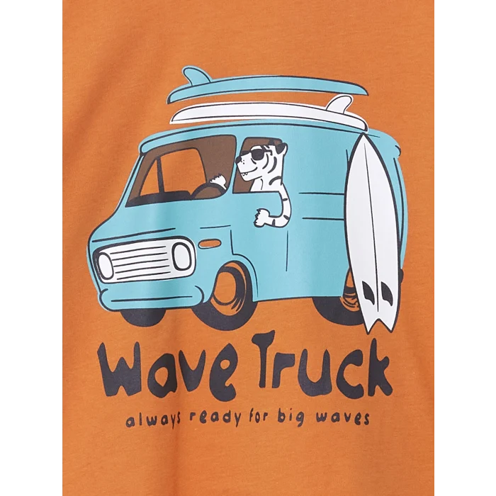 LCW Kids Turuncu Bisiklet Yaka Düz Penye Erkek Bebek Tişört