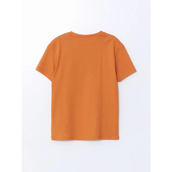 LCW Kids Turuncu Bisiklet Yaka Düz Penye Erkek Bebek Tişört