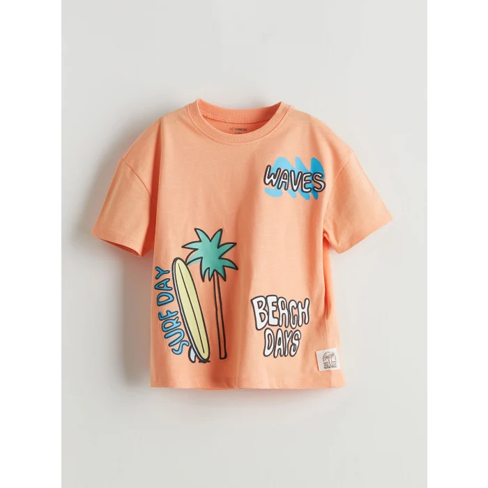 LCW Kids Turuncu Bisiklet Yaka Erkek Çocuk Tişört