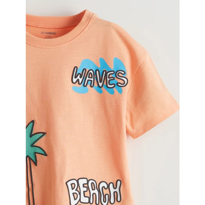 LCW Kids Turuncu Bisiklet Yaka Erkek Çocuk Tişört