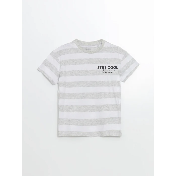 LCW Kids Karışık Bisiklet Yaka Çizgili Erkek Çocuk Tişört