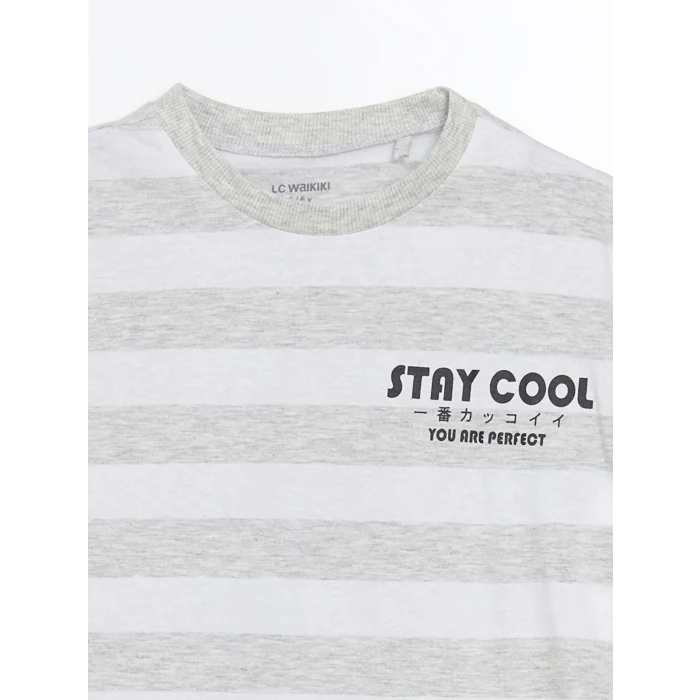 LCW Kids Karışık Bisiklet Yaka Çizgili Erkek Çocuk Tişört