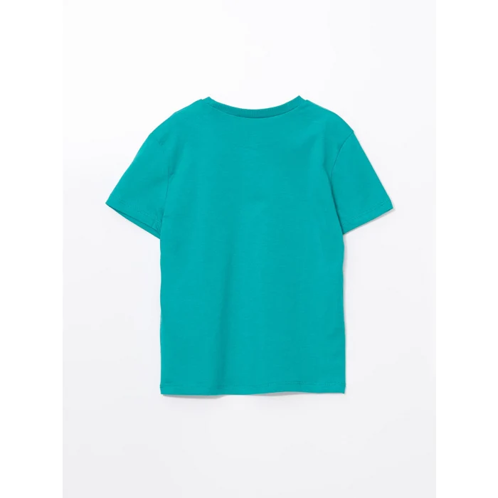 LCW Kids Yeşil Bisiklet Yaka Baskılı Erkek Çocuk Tişört