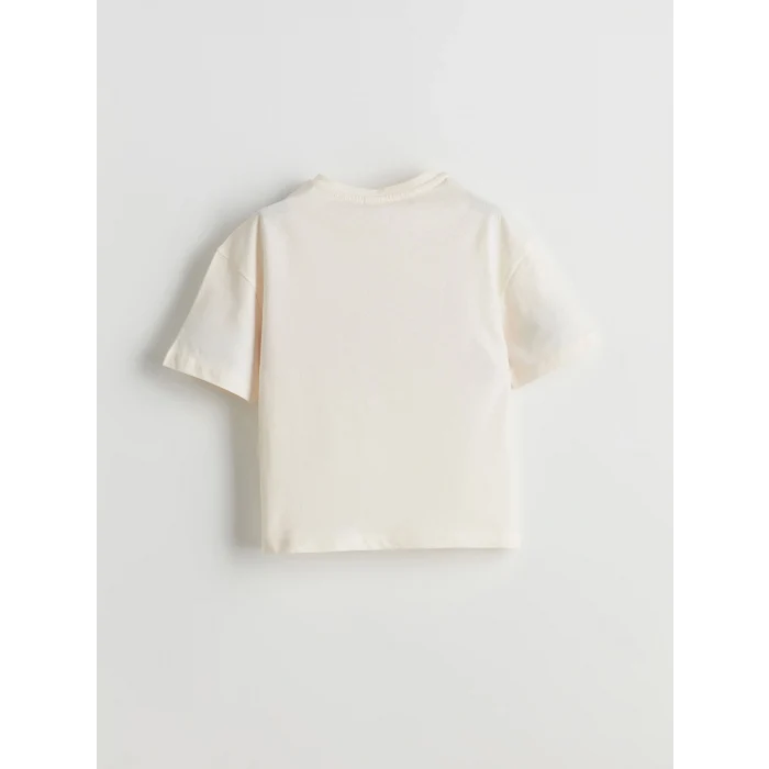 LCW Kids Ekru Bisiklet Yaka San Francisco Baskılı Kız Çocuk Tişört