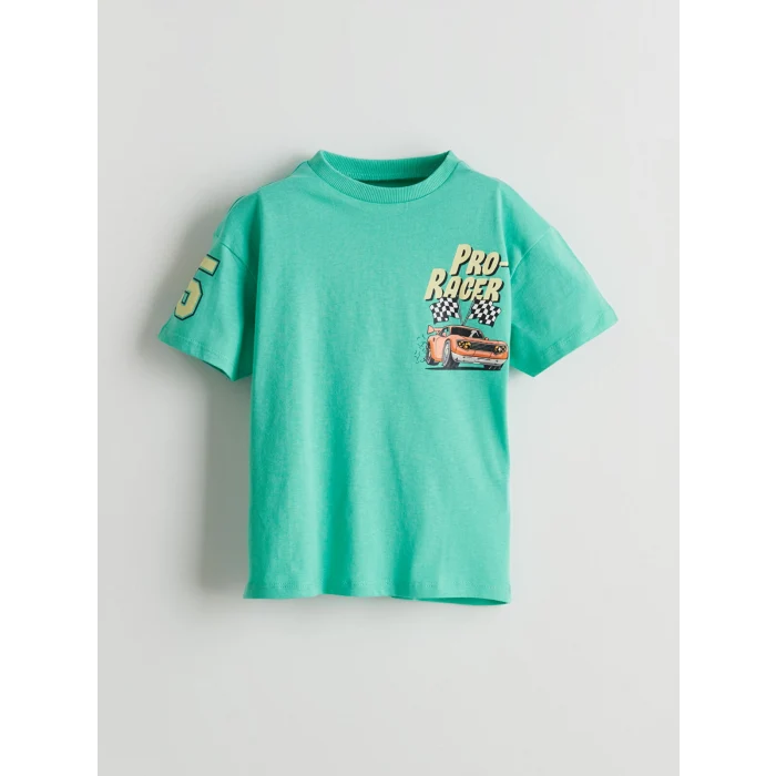 LCW baby Yeşil Los Angeles Baskılı Penye Erkek Bebek Tişört