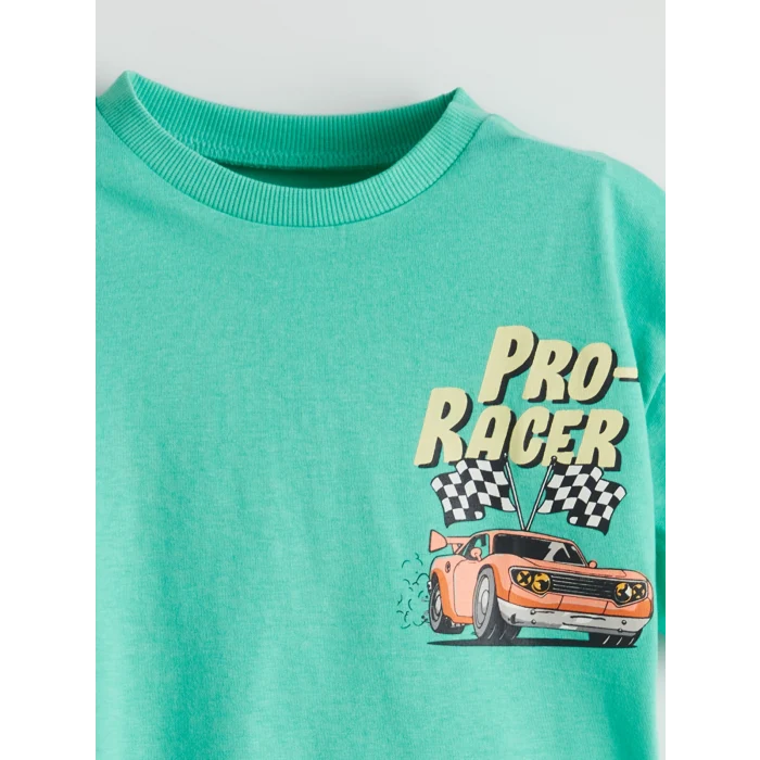 LCW baby Yeşil Los Angeles Baskılı Penye Erkek Bebek Tişört