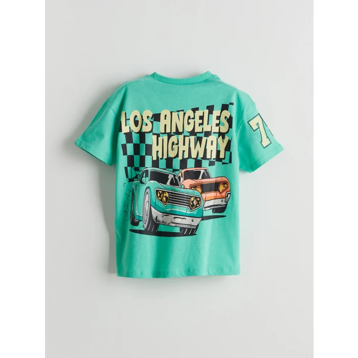 LCW baby Yeşil Los Angeles Baskılı Penye Erkek Bebek Tişört