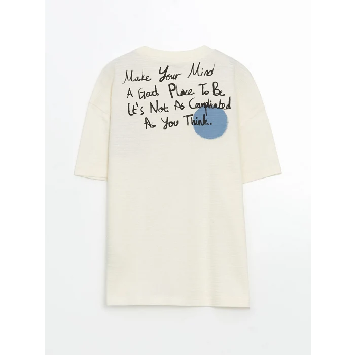 LCW Kids Bej Bisiklet Yaka Baskılı Erkek Çocuk Tişört