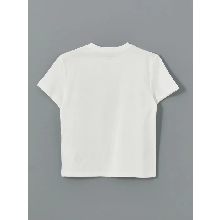 LCW Kids Ekru Bisiklet Yaka Dinozor Baskılı Erkek Çocuk Tişört