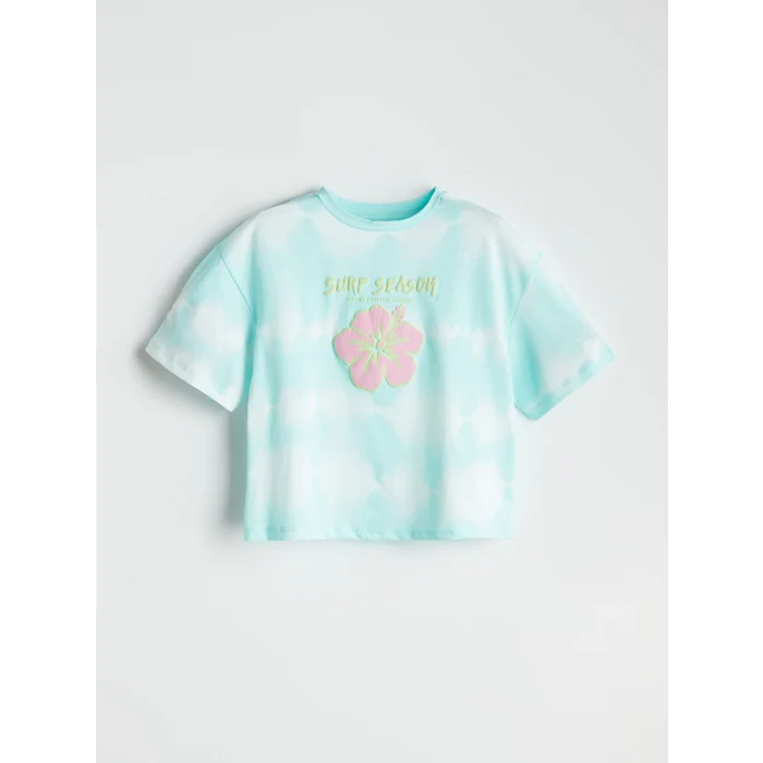 LCW Kids Karışık Bisiklet Yaka Çiçekli Kız Çocuk Tişört