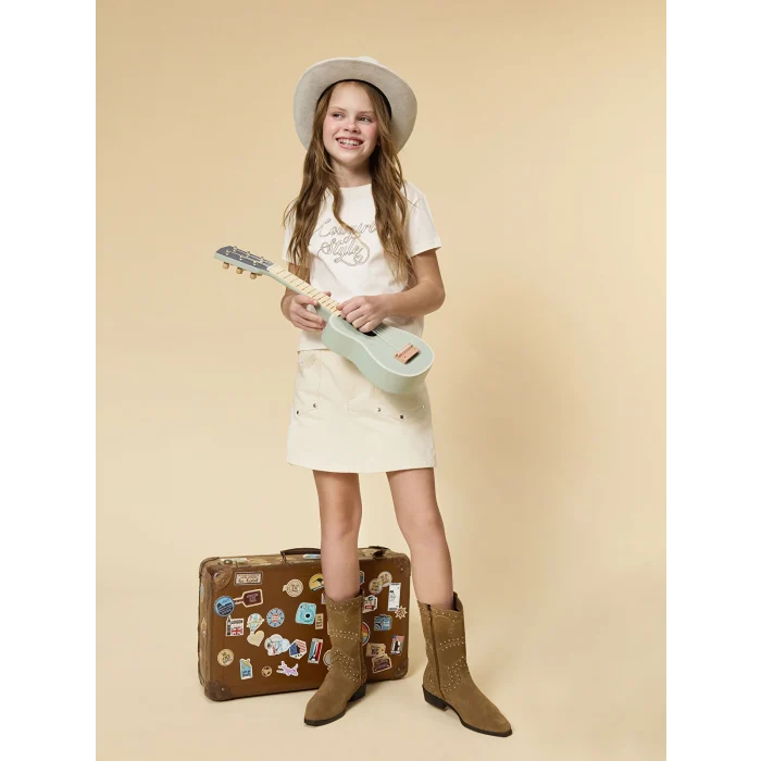 LCW Kids Ekru Bisiklet Yaka Kız Çocuk Tişört