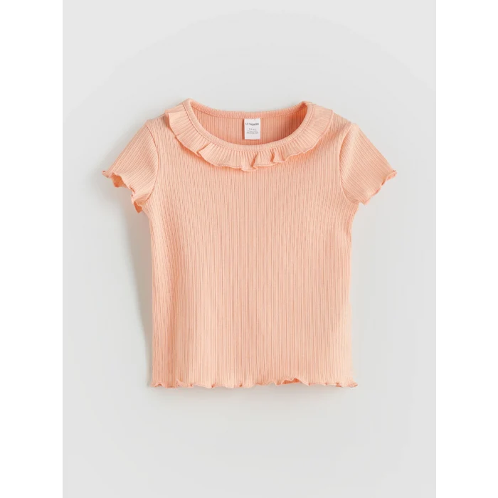 LCW Kids Mercan Bisiklet Yaka Basic Kız Çocuk Tişört