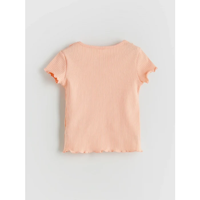 LCW Kids Mercan Bisiklet Yaka Basic Kız Çocuk Tişört