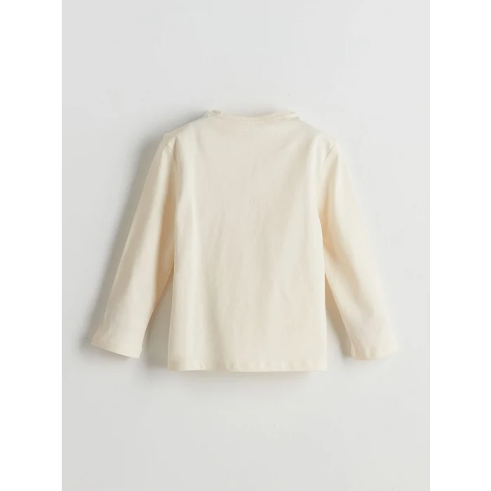 LCW Kids Bej Bisiklet Yaka Baskılı Erkek Bebek Tişört