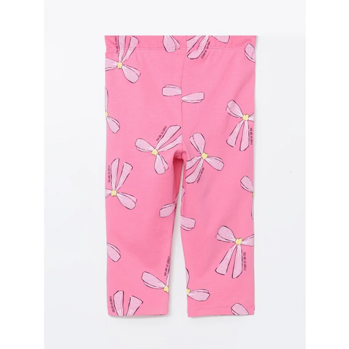 LCW Kids Pembe Beli Lastikli Baskılı Kız Çocuk Tayt