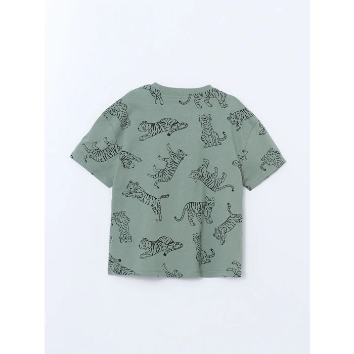 LCW Kids Haki Bisiklet Yaka Baskılı Erkek Çocuk Tişört