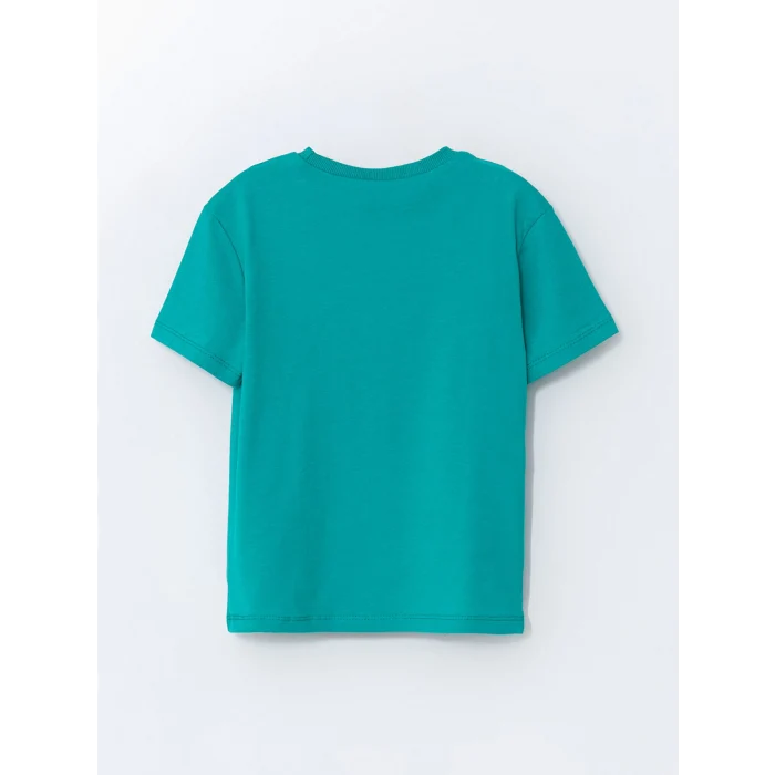 LCW Kids Yeşil Bisiklet Yaka Baskılı Penye Erkek Çocuk Tişört