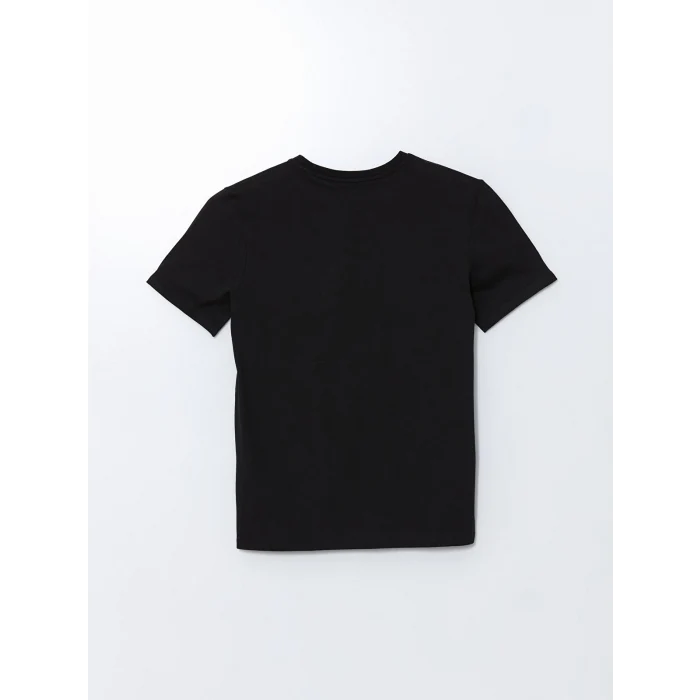 LCW ECO Siyah Bisiklet Yaka Kısa Kollu Baskılı Penye Erkek Tişört