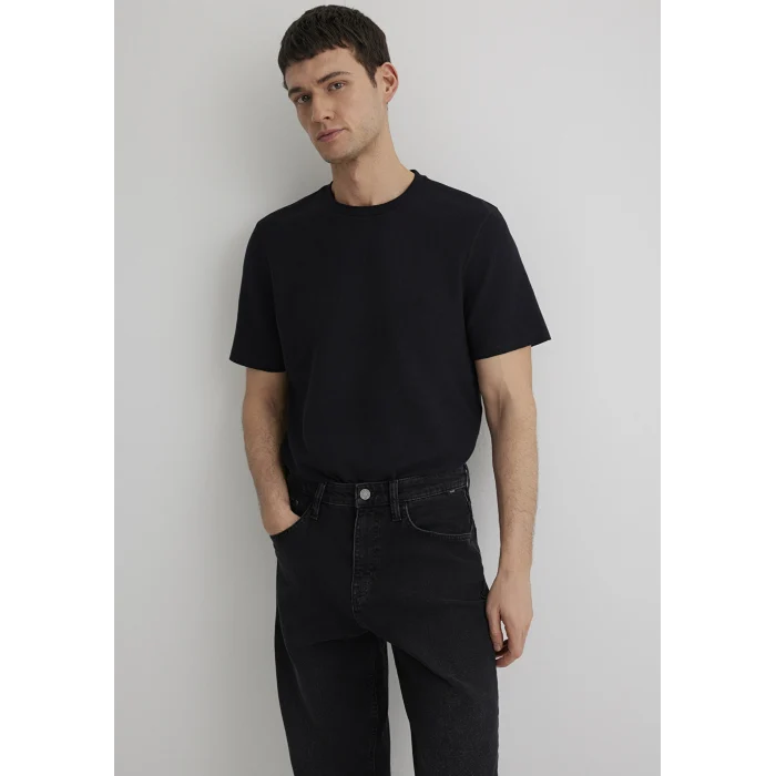 Mavi 0610277-900 Dokulu Siyah Basic Tişört