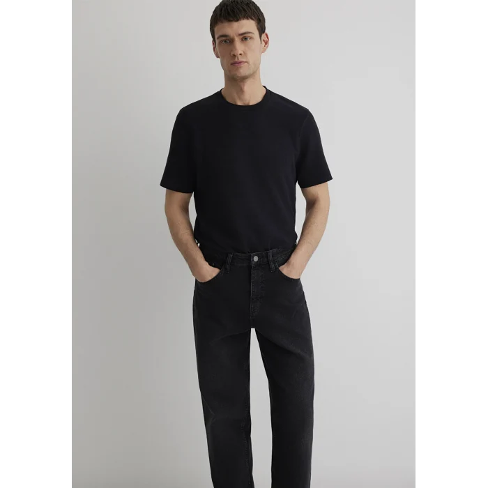 Mavi 0610277-900 Dokulu Siyah Basic Tişört