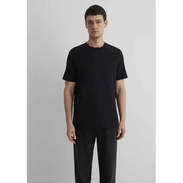 Mavi 0610277-900 Dokulu Siyah Basic Tişört