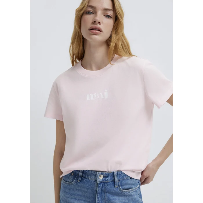 Mavi 1612241-89200 Mavi Logo Baskılı Pembe Tişört