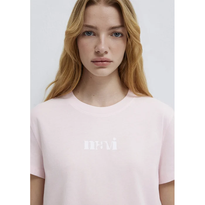 Mavi 1612241-89200 Mavi Logo Baskılı Pembe Tişört