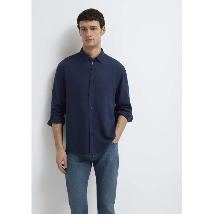 Mavi 0211482-70490 Keten Karışımlı Lacivert (TENCEL™)  Liyosel Gömlek