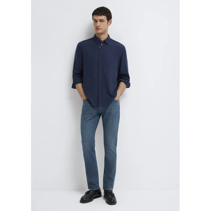 Mavi 0211482-70490 Keten Karışımlı Lacivert (TENCEL™)  Liyosel Gömlek