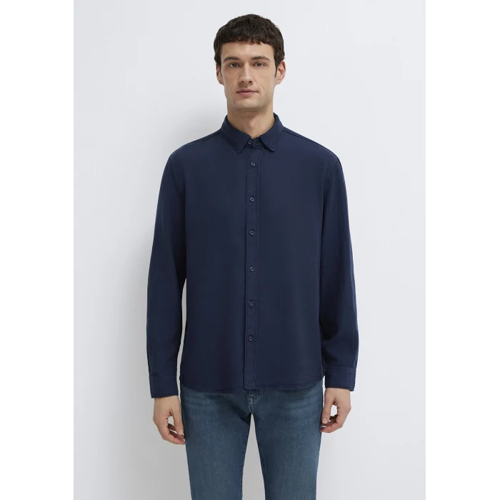 Mavi 0211482-70490 Keten Karışımlı Lacivert (TENCEL™)  Liyosel Gömlek