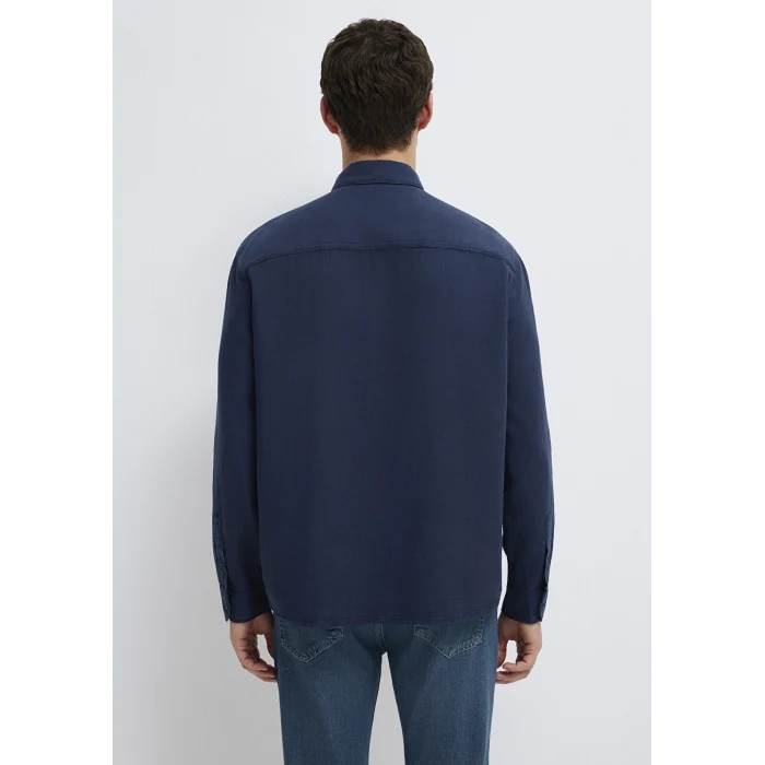 Mavi 0211482-70490 Keten Karışımlı Lacivert (TENCEL™)  Liyosel Gömlek