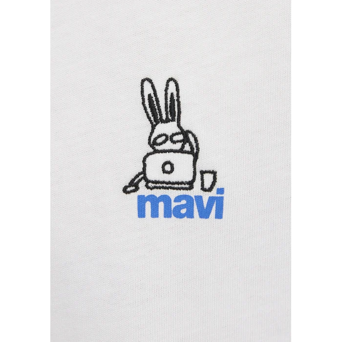 Mavi 0613178-70057 Mavi Logo Baskılı Ekru Tişört