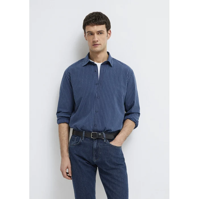 Mavi 0211851-91406 Çizgili Lacivert Gömlek