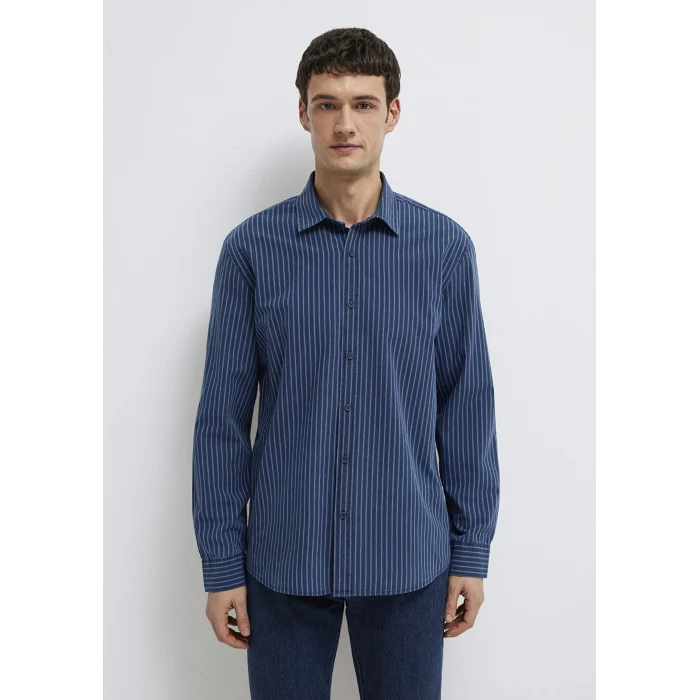 Mavi 0211851-91406 Çizgili Lacivert Gömlek