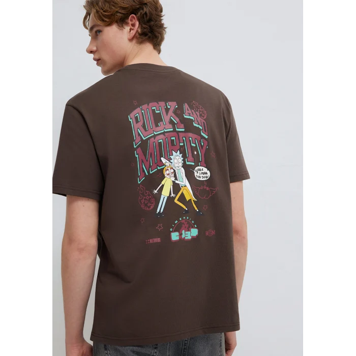 Mavi 0613205-70251 Rick and Morty Baskılı Kahverengi Tişört