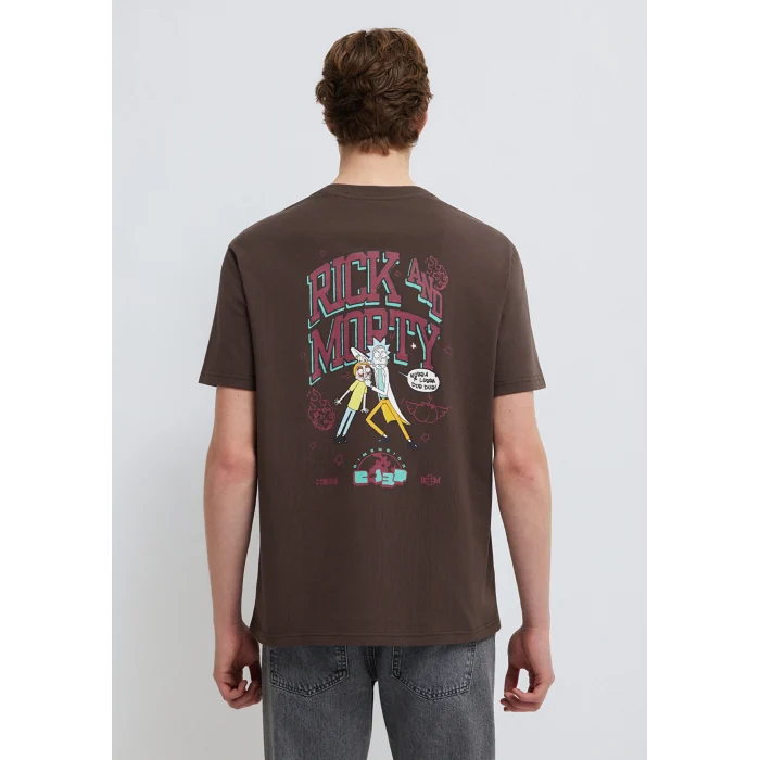 Mavi 0613205-70251 Rick and Morty Baskılı Kahverengi Tişört