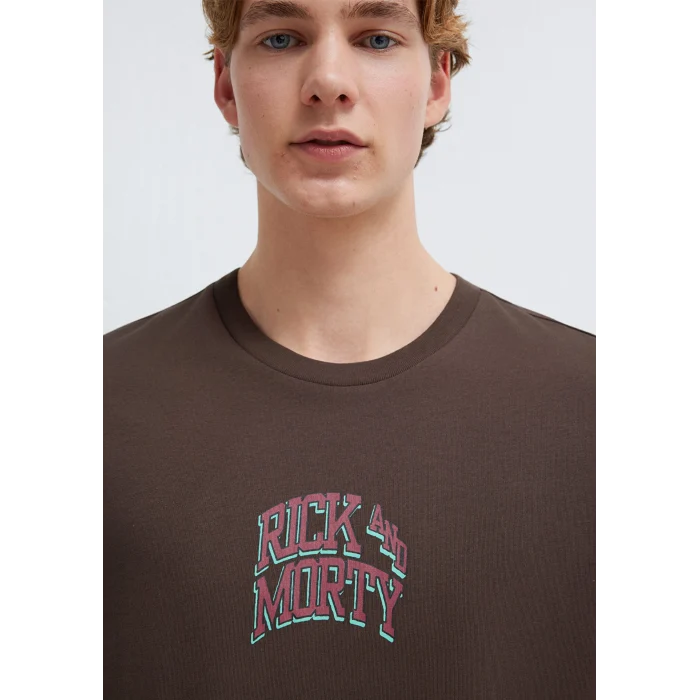 Mavi 0613205-70251 Rick and Morty Baskılı Kahverengi Tişört