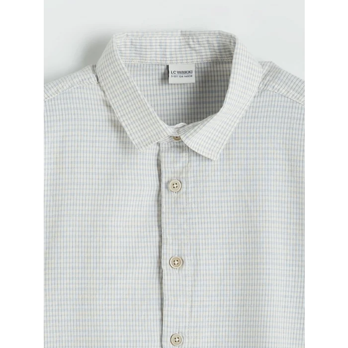 LCW Kids Ekru Ekose Erkek Çocuk Gömlek