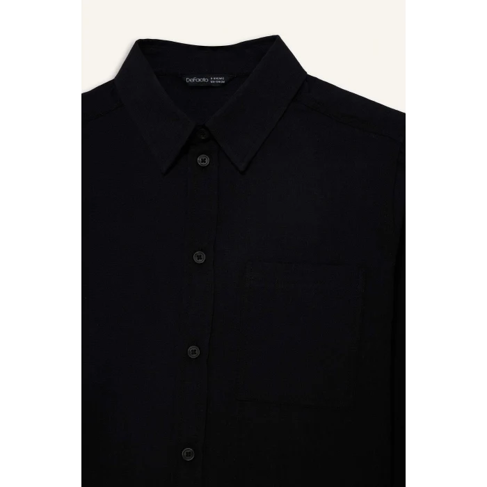 Defacto B5983A8BK81 Siyah Keten Görünümlü Gömlek Erkek Çocuk