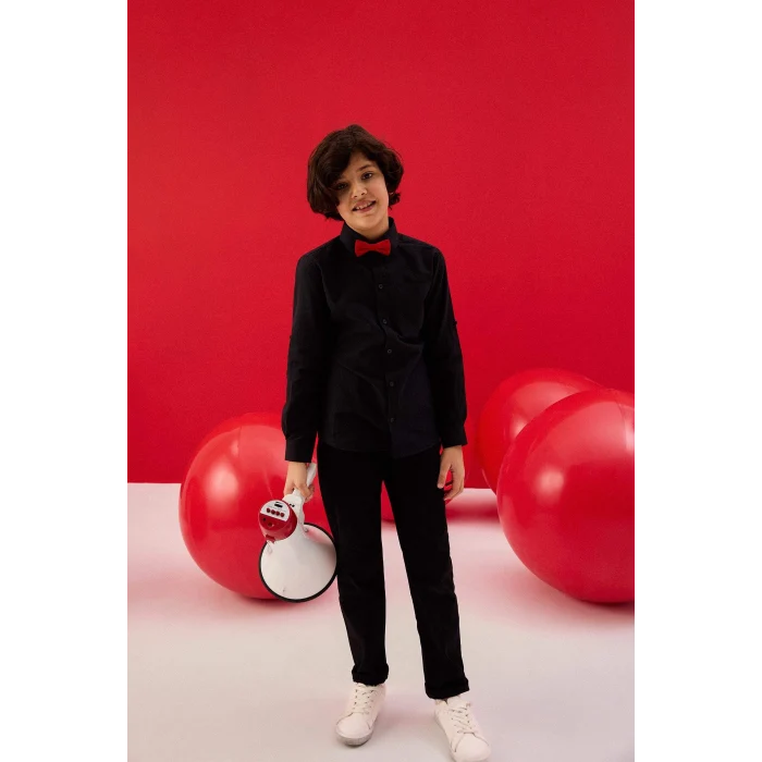 Defacto X4224A6BK81 Siyah Düz Paça Basic Düz Gabardin Pantolon Erkek Çocuk