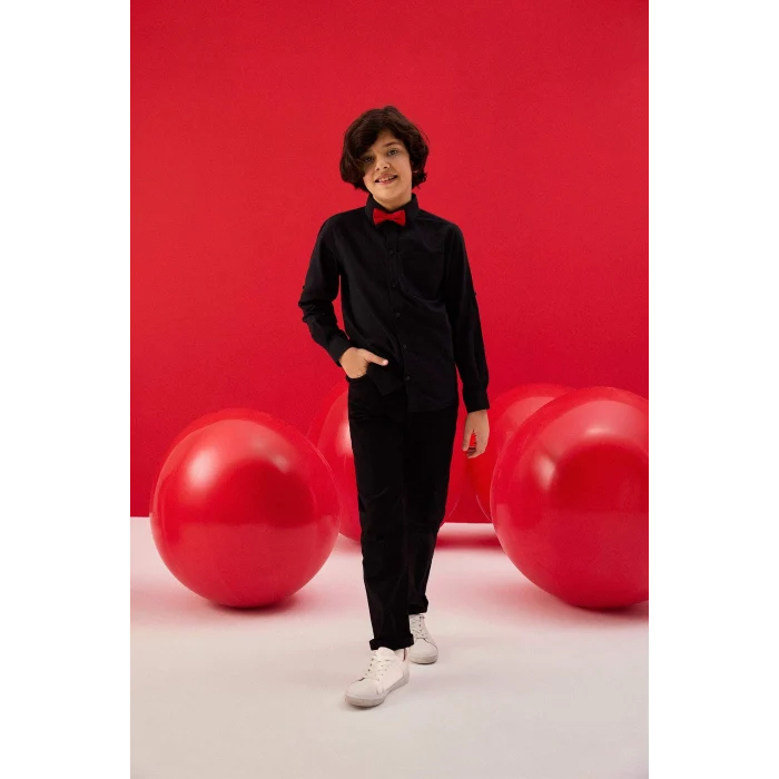 Defacto X4224A6BK81 Siyah Düz Paça Basic Düz Gabardin Pantolon Erkek Çocuk