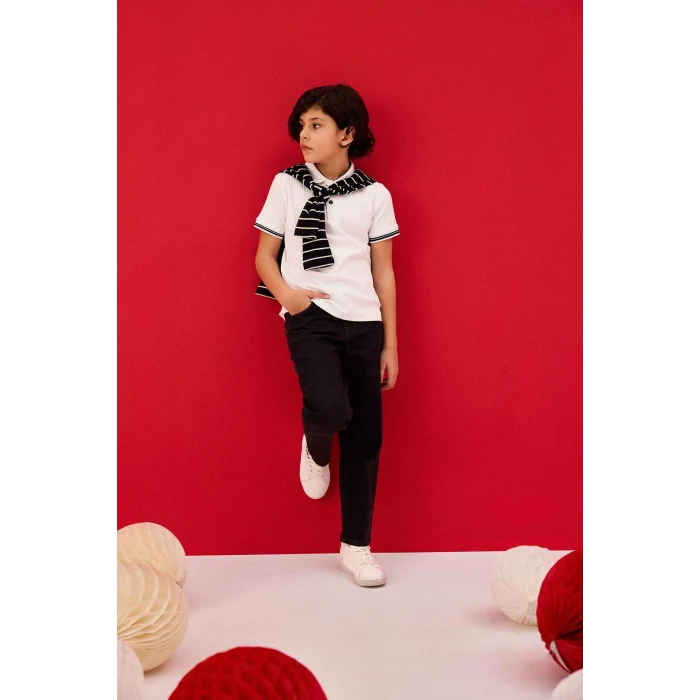 Defacto B5445A8NM40 Siyah Straıght Fıt Standart Paça Basic Düz Jean Pantolon Erkek Çocuk