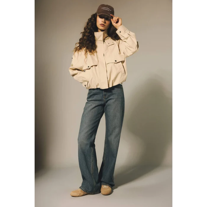 Defacto F9585AXNM28 Mavi %100 Pamuk Straıght Wıde Yüksek Bel Geniş Paça Jean Kar Yıkamalı Pantolon