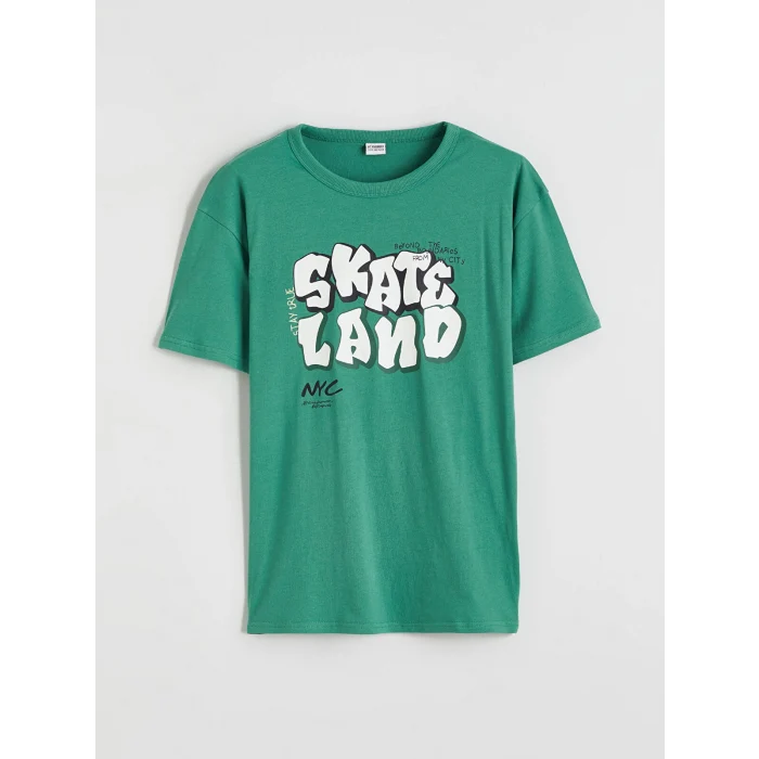 LCW Kids Yeşil Baskılı Erkek Çocuk Tişört